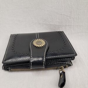 Black Leather Wallet with Gold Accent
